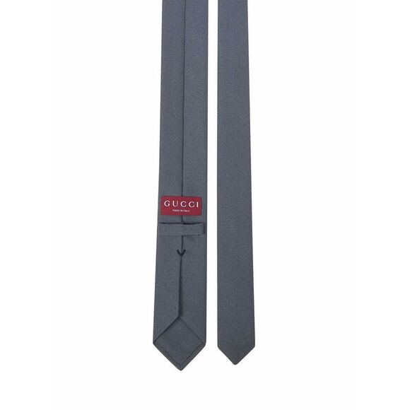 Gucci Men Grey Crepe-Effect Fabric Slim Tie